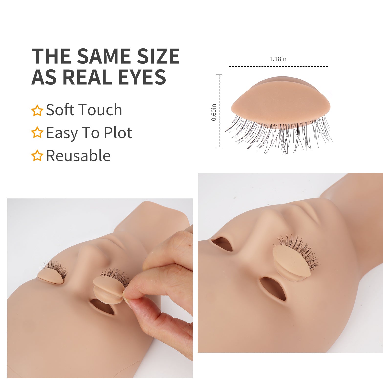CALAILIS Eyelash Extension Mannequin Head for Training