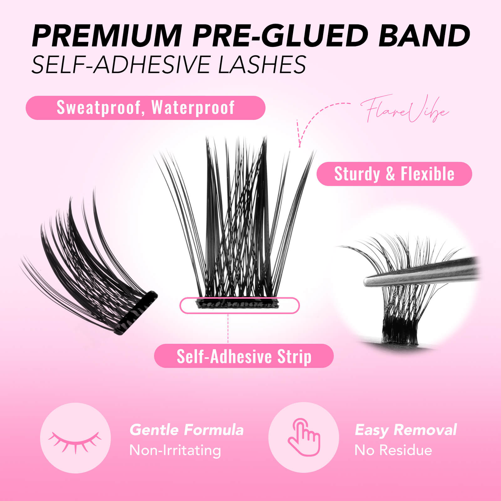 FlareVibe Self-adhesive Cluster Lashes
