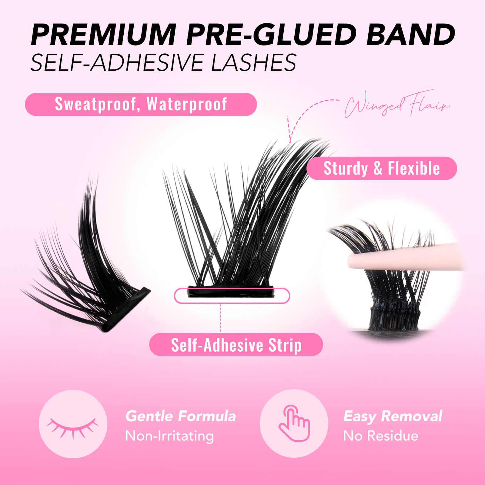 WingedFlair Self-adhesive Cluster Lashes