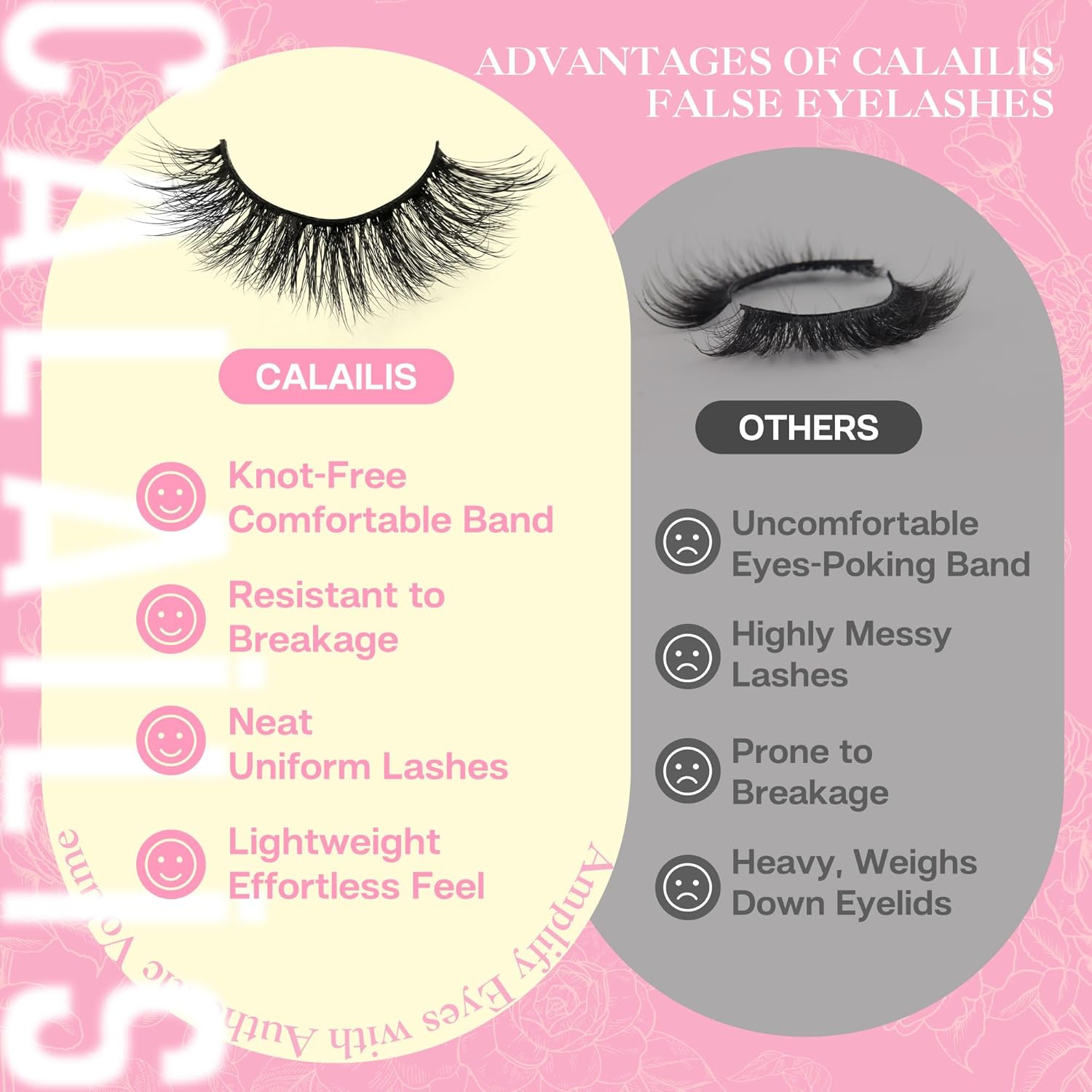 CALAILIS 7pairs/box False Eyelashes - Wispy 3D Fluffy Soft Reusable Strip Lashes