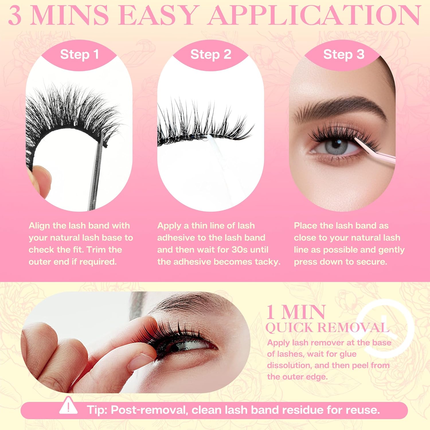 CALAILIS 7pairs/box False Eyelashes - Wispy 3D Fluffy Soft Reusable Strip Lashes
