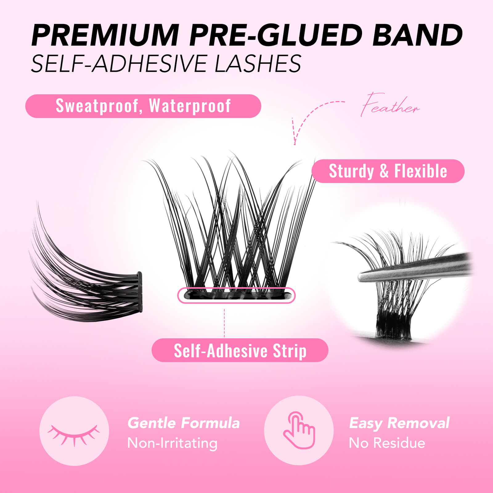 FEATHER Self-adhesive  Cluster Lashes