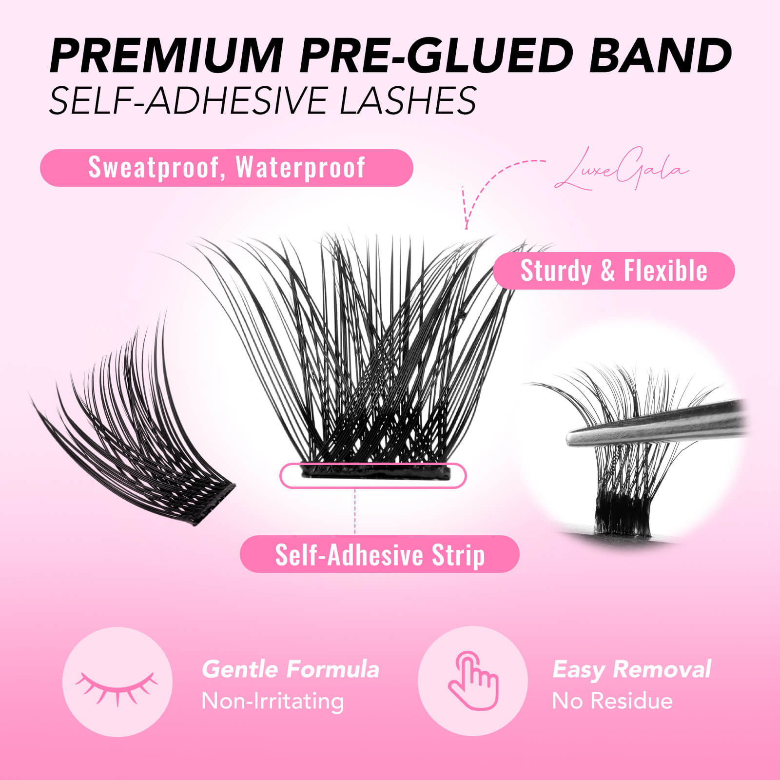 LuxeGala Self-adhesive Cluster Lashes (Pre-sale)